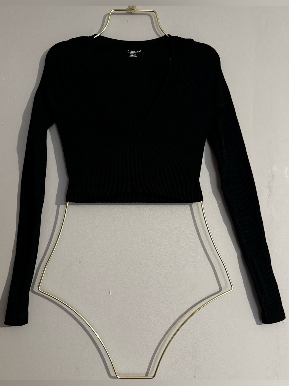 Out From Under Urban Outfitters Black Long Sleeve Ribbed Crop Top XS/S Soft Girl
